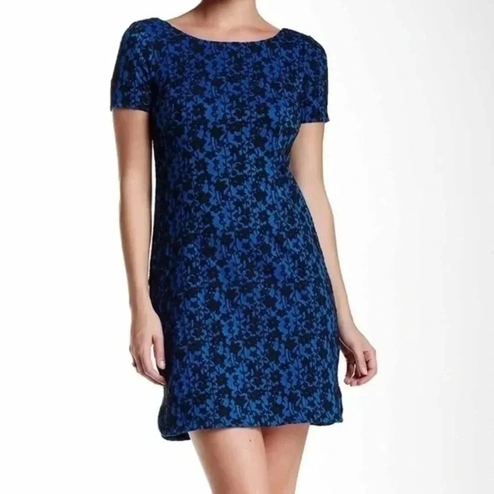 Plenty by Tracy Reese Franca Shift Dress Floral Cobalt & Black Size 4 S Small